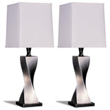 Keene White/Antique Silver Square Shade Table Lamps (Set of 2) by Coaster at Eve Furniture
