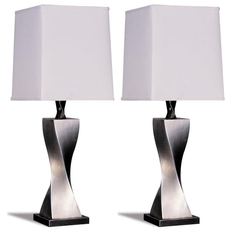 Keene White/Antique Silver Square Shade Table Lamps (Set of 2) by Coaster at Eve Furniture