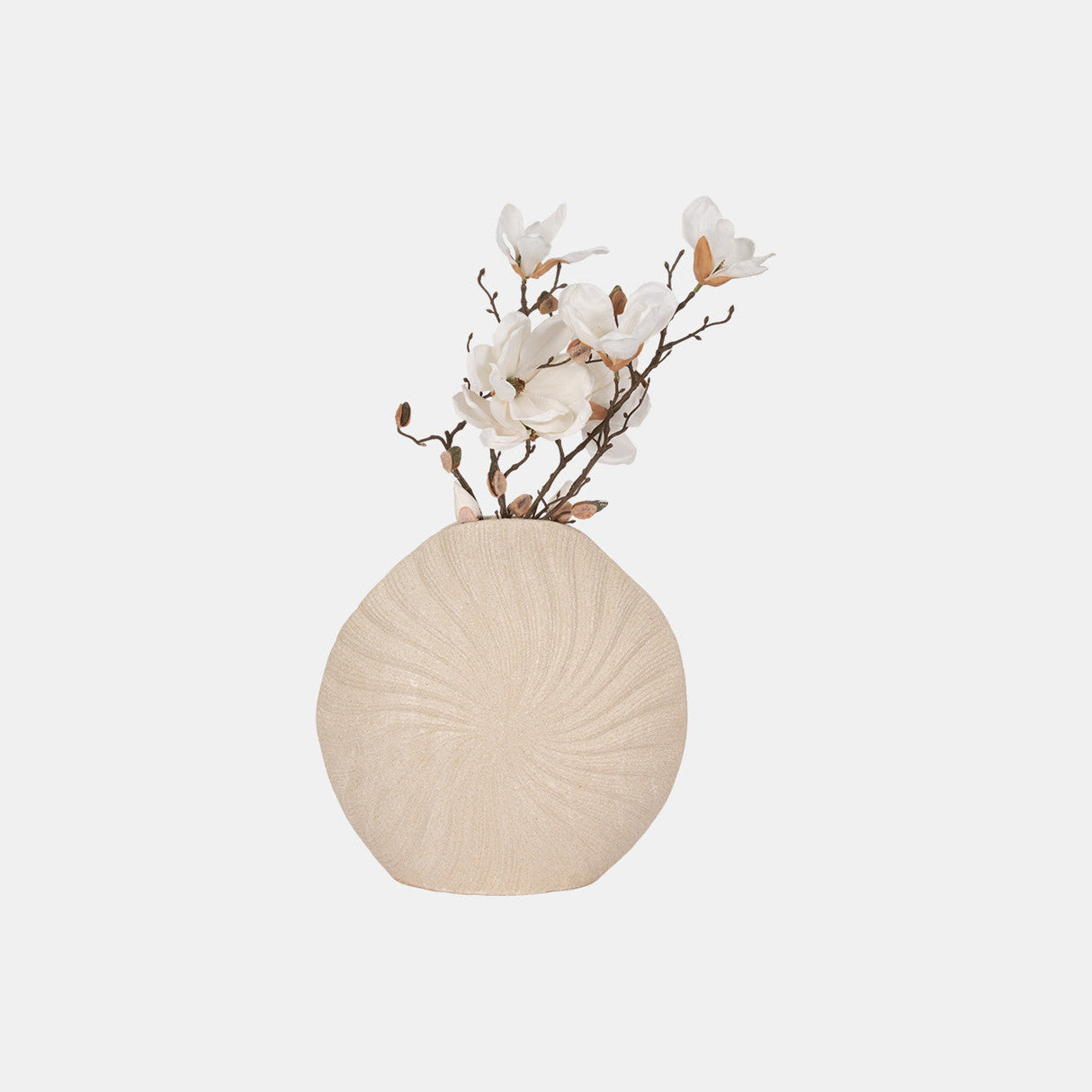 15" White Sand Shell Vase, White