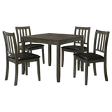 Juego de comedor Parkwood de 5 piezas gris carbón/negro con mesa cuadrada y sillas laterales de respaldo de listones