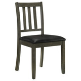 Juego de comedor Parkwood de 5 piezas gris carbón/negro con mesa cuadrada y sillas laterales de respaldo de listones