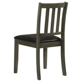 Juego de comedor Parkwood de 5 piezas gris carbón/negro con mesa cuadrada y sillas laterales de respaldo de listones
