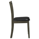 Juego de comedor Parkwood de 5 piezas gris carbón/negro con mesa cuadrada y sillas laterales de respaldo de listones