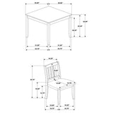Juego de comedor Parkwood de 5 piezas gris carbón/negro con mesa cuadrada y sillas laterales de respaldo de listones