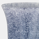 16", Glass Vase W/metal Base, Blue