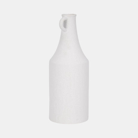 16" Rough Texture Bottle Vase, White