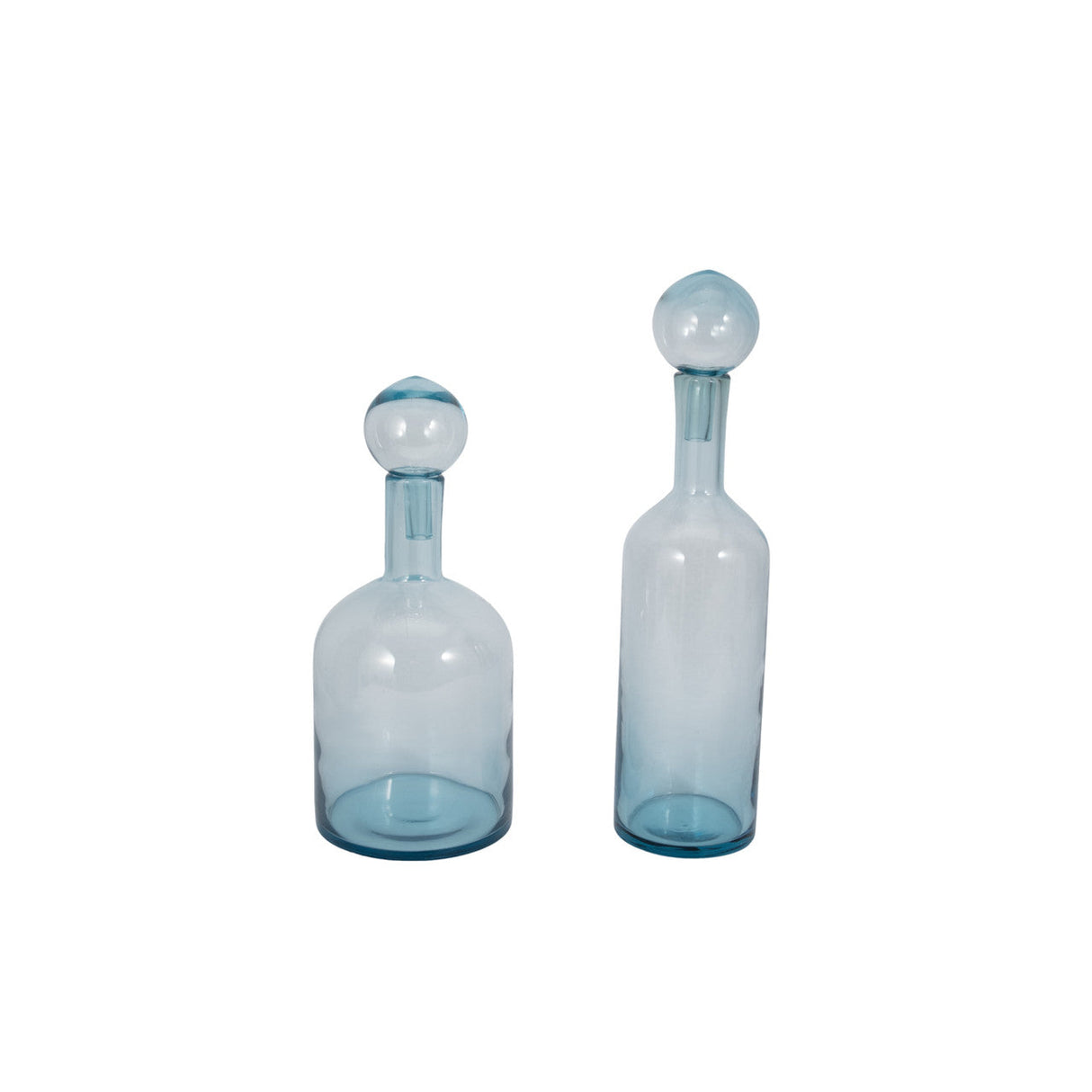 17" Glass Bottle With Stopper, Light Blue
