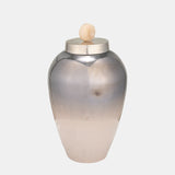 17"h Glass Vase W/ Blush Knob, Champagne