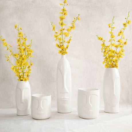 18"h Face Vase, White