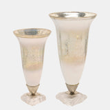 18"h Glass Vase W/ Acrylic Base, Silver