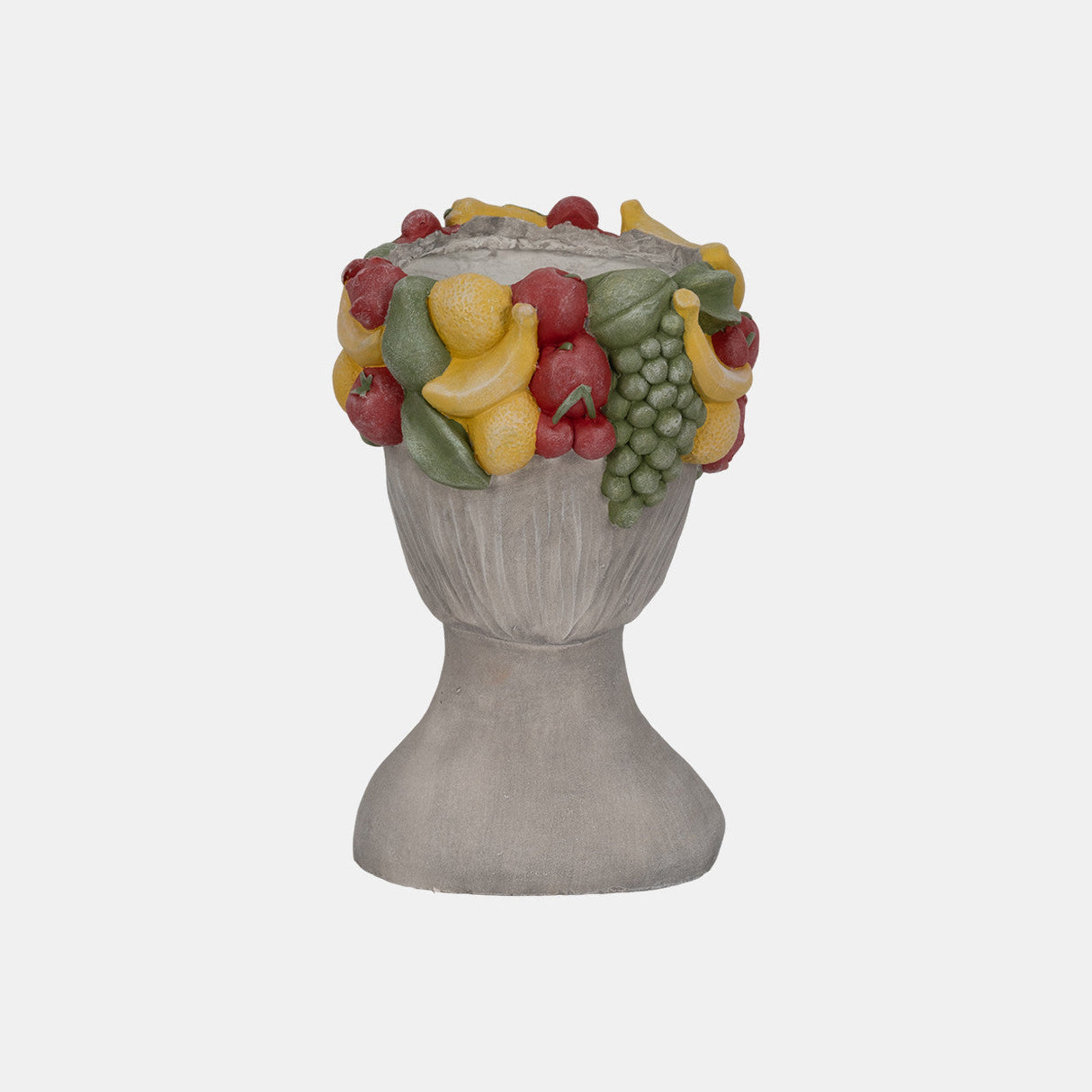 18" Lady With Fruit Planter, Grey/multi