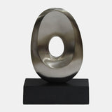 18", Metal Oval Sculpture,slvr/blk