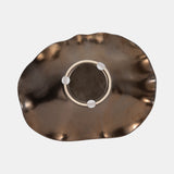 18" Ruffled Edge Bowl, Metal Bronze