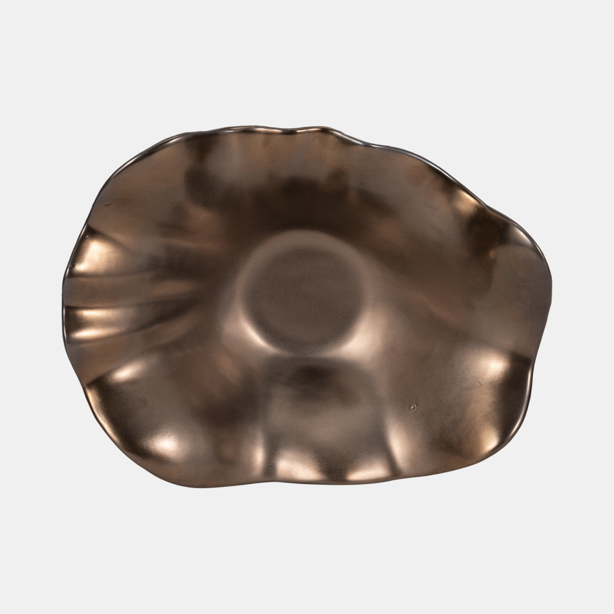 18" Ruffled Edge Bowl, Metal Bronze