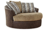 Alesbury Chocolate Sofa, Oversized Chair, Swivel Chair and Ottoman