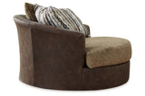 Alesbury Chocolate Sofa, Oversized Chair, Swivel Chair and Ottoman