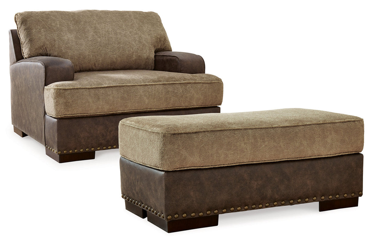 Alesbury Chocolate Oversized Chair and Ottoman