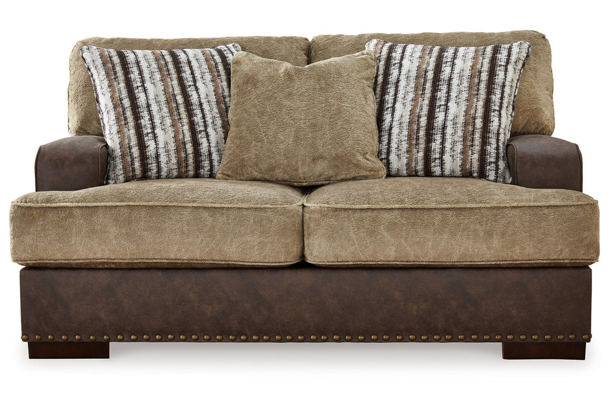 Alesbury Chocolate Sofa, Loveseat, Oversized Chair and Ottoman