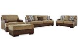 Alesbury Chocolate Sofa, Loveseat, Oversized Chair and Ottoman