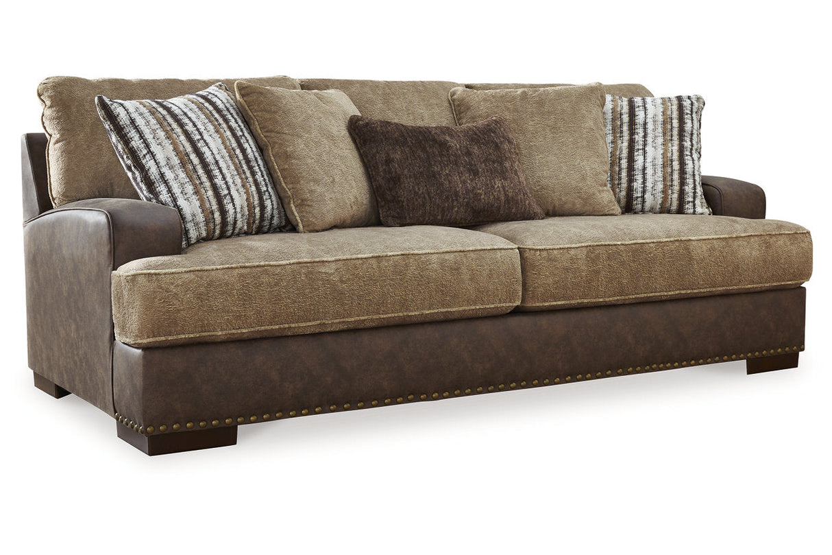 Alesbury Chocolate Sofa, Oversized Chair, Swivel Chair and Ottoman