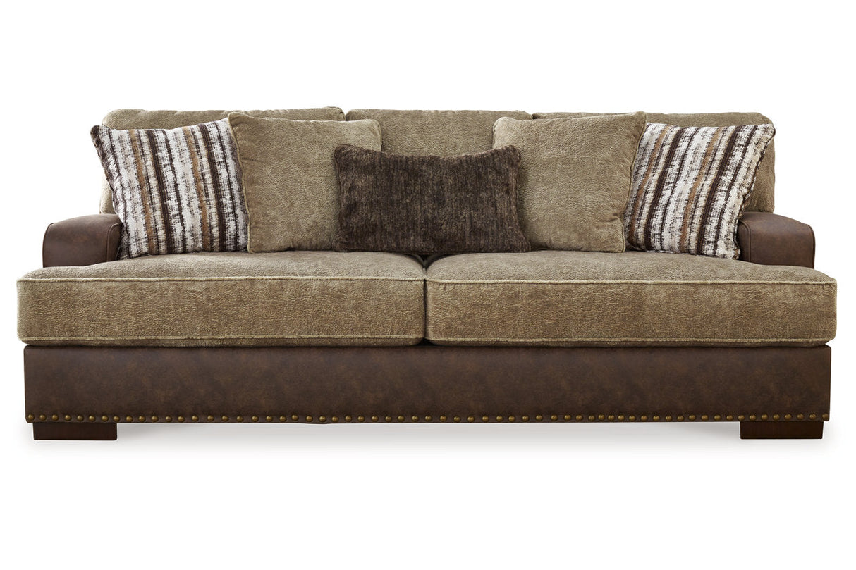 Alesbury Chocolate Sofa, Loveseat, Oversized Chair and Ottoman