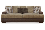 Alesbury Chocolate Sofa, Oversized Chair, Swivel Chair and Ottoman