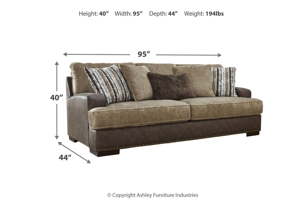 Alesbury Chocolate Sofa, Loveseat, Oversized Chair and Ottoman