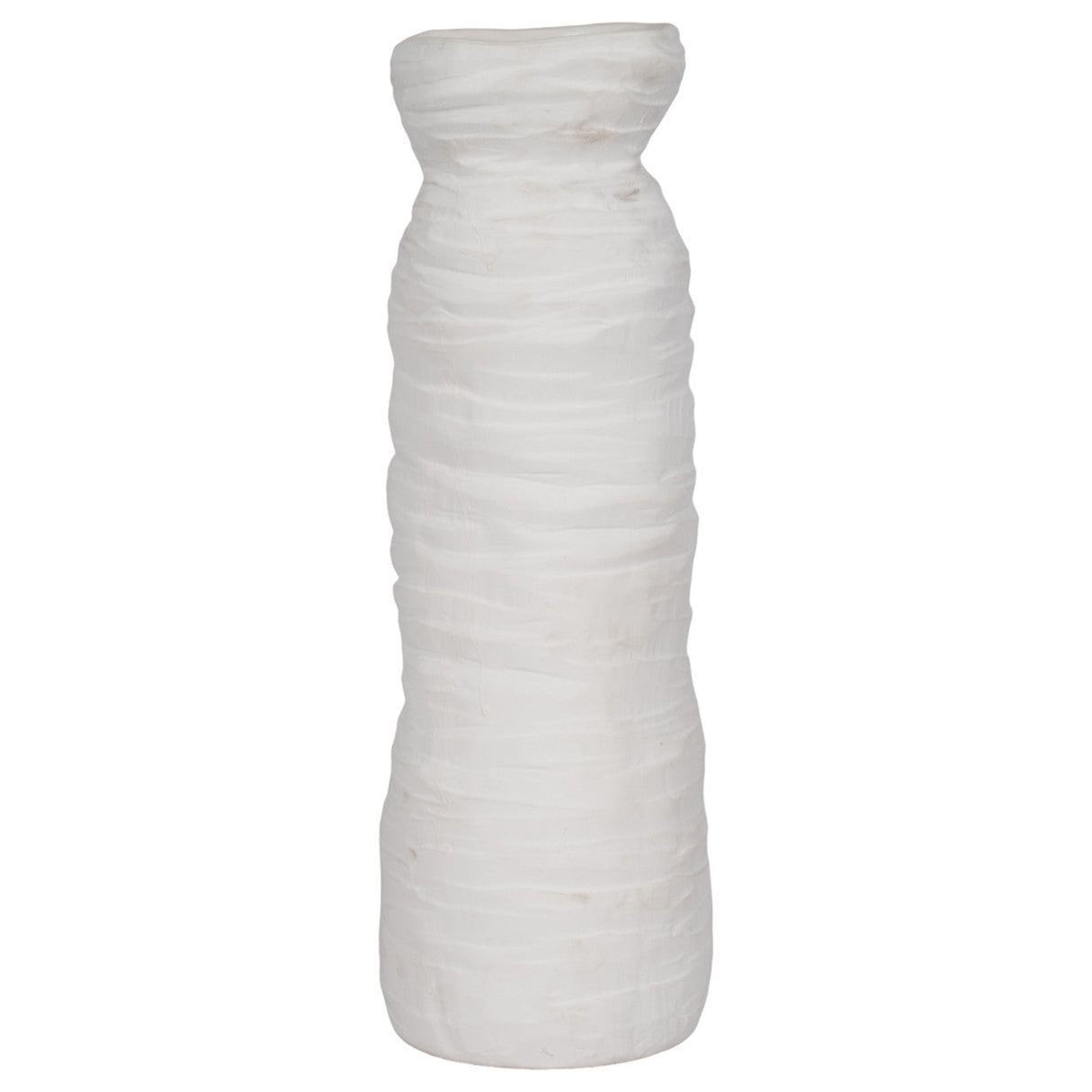 19" Horizontal Ribbed Matte Vase, Ivory