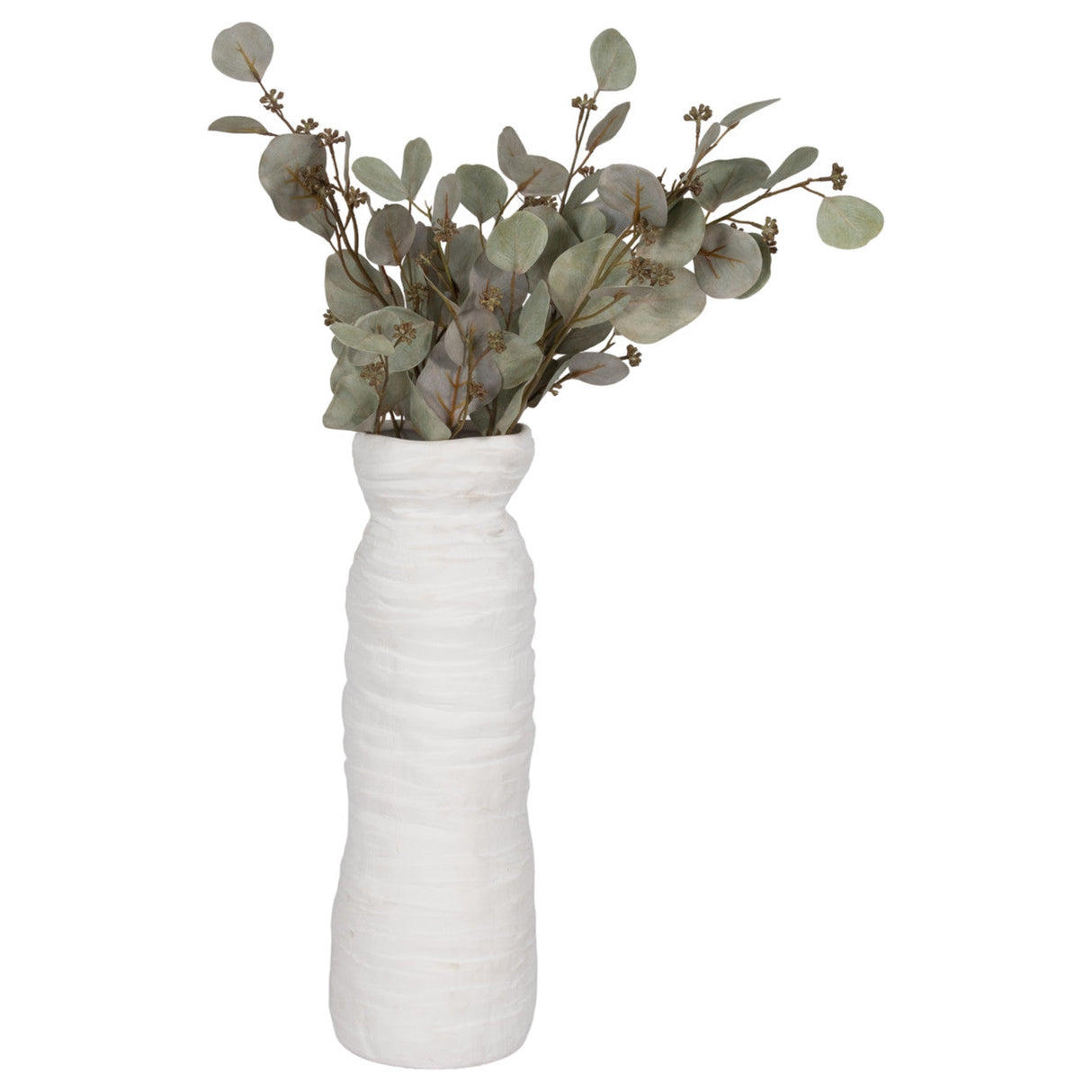 19" Horizontal Ribbed Matte Vase, Ivory