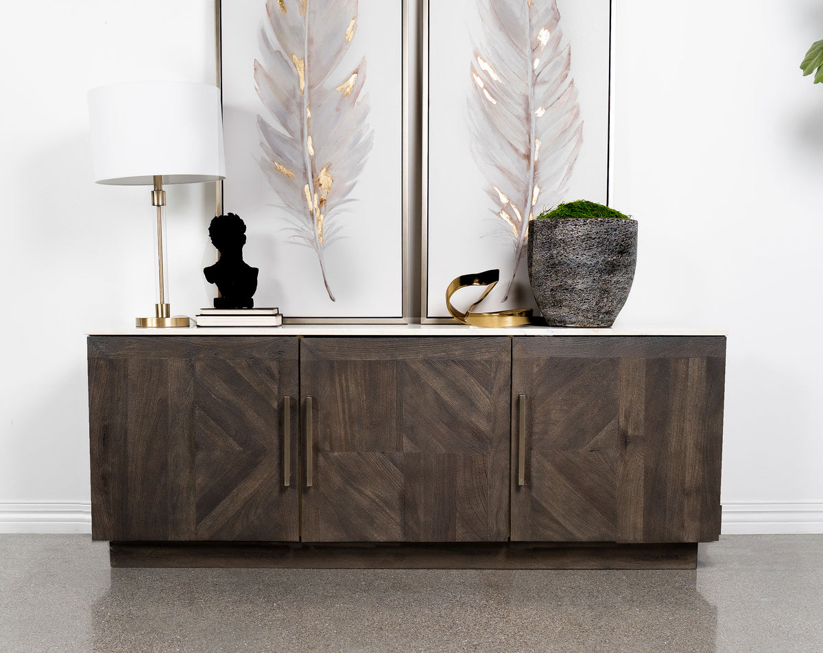 Dennis White and Tobacco Grey 3-door Marble Top Dining Sideboard Server by Coaster at Eve Furniture