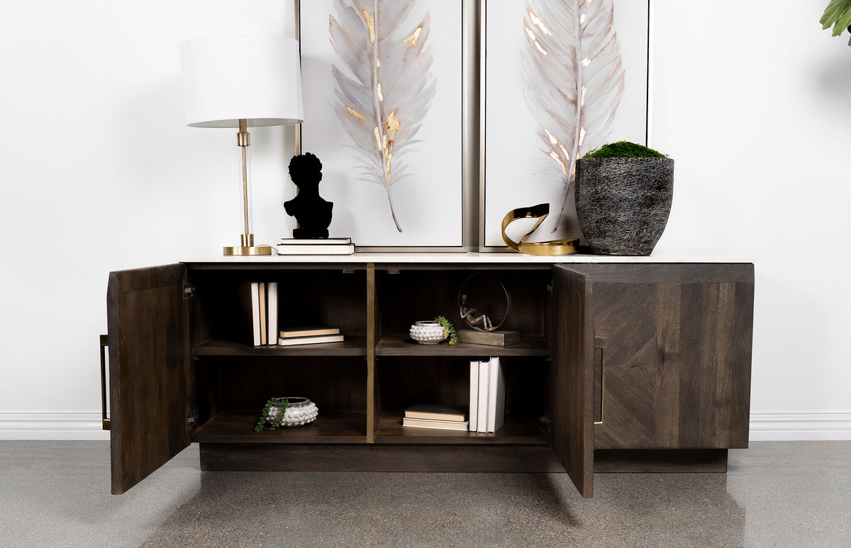 Dennis White and Tobacco Grey 3-door Marble Top Dining Sideboard Server by Coaster at Eve Furniture