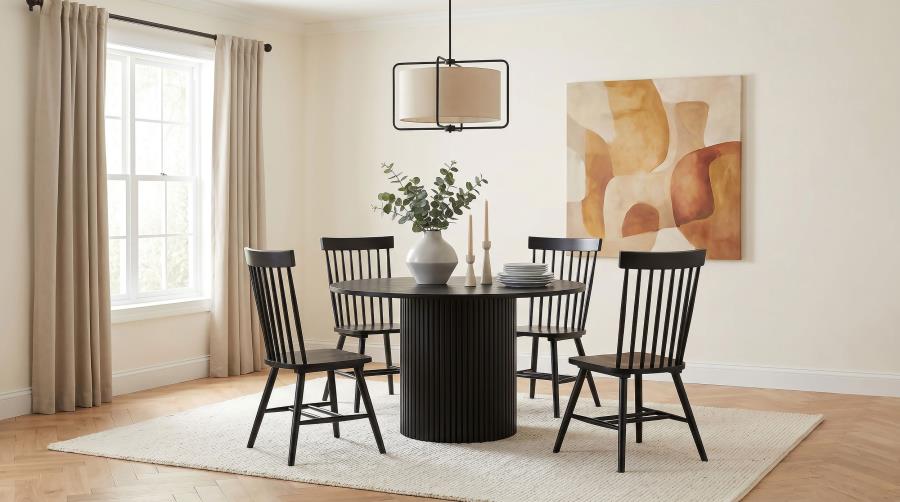 Hamlyn Black 5-piece Round Wood Dining Set by Coaster at Eve Furniture