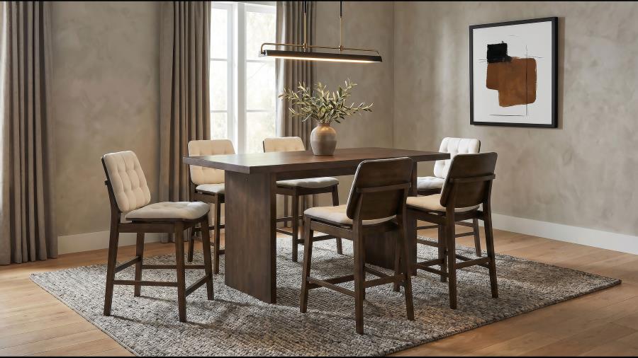 Decker Cream/Walnut 7-piece 70-inch Rectangular Counter Height Dining Set by Coaster at Eve Furniture
