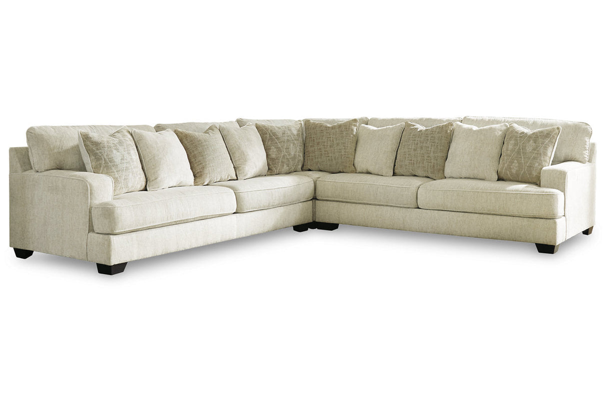 Rawcliffe Parchment 3-Piece Sectional with Ottoman