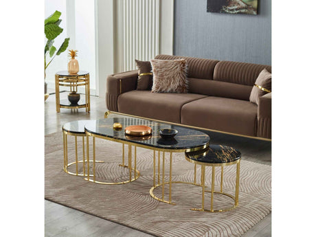2 In 1 Coffee Table Gold Legs - Black Top by Furnia at Eve Furniture