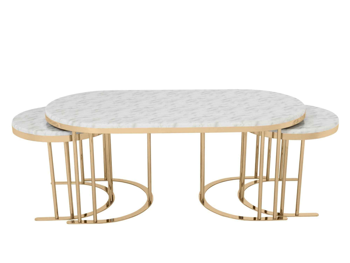 2 In 1 Coffee Table Gold Legs - White Top by Furnia at Eve Furniture
