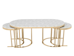 2 In 1 Coffee Table Gold Legs - White Top by Furnia at Eve Furniture