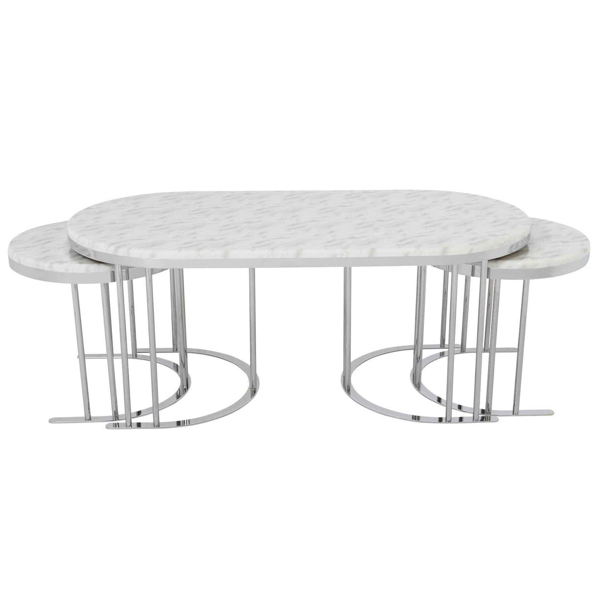 2 In 1 Coffee Table Silver Legs - White Top by Furnia at Eve Furniture