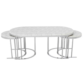 2 In 1 Coffee Table Silver Legs - White Top by Furnia at Eve Furniture