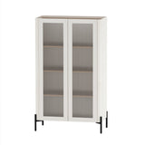 2-Piece Abbey Accent Cabinet and Bookcase in Maple and Off White by Manhattan Comfort at Eve Furniture