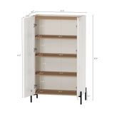 2-Piece Abbey Accent Cabinet and Bookcase in Maple and Off White by Manhattan Comfort at Eve Furniture