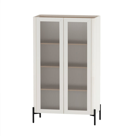 2-Piece Abbey Accent Cabinet and Bookcase in Maple and Off White by Manhattan Comfort at Eve Furniture
