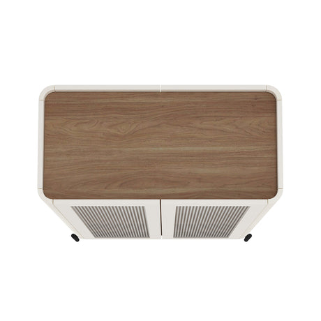 2-Piece Abbey Accent Cabinet and Bookcase in Maple and Off White by Manhattan Comfort at Eve Furniture