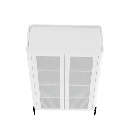 2-Piece Abbey Accent Cabinet and Bookcase in White by Manhattan Comfort at Eve Furniture