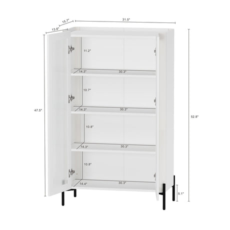 2-Piece Abbey Accent Cabinet and Bookcase in White by Manhattan Comfort at Eve Furniture