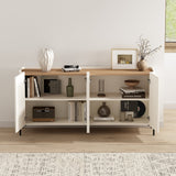 2-Piece Abbey Accent Cabinet and Sideboard in Maple and Off White by Manhattan Comfort at Eve Furniture