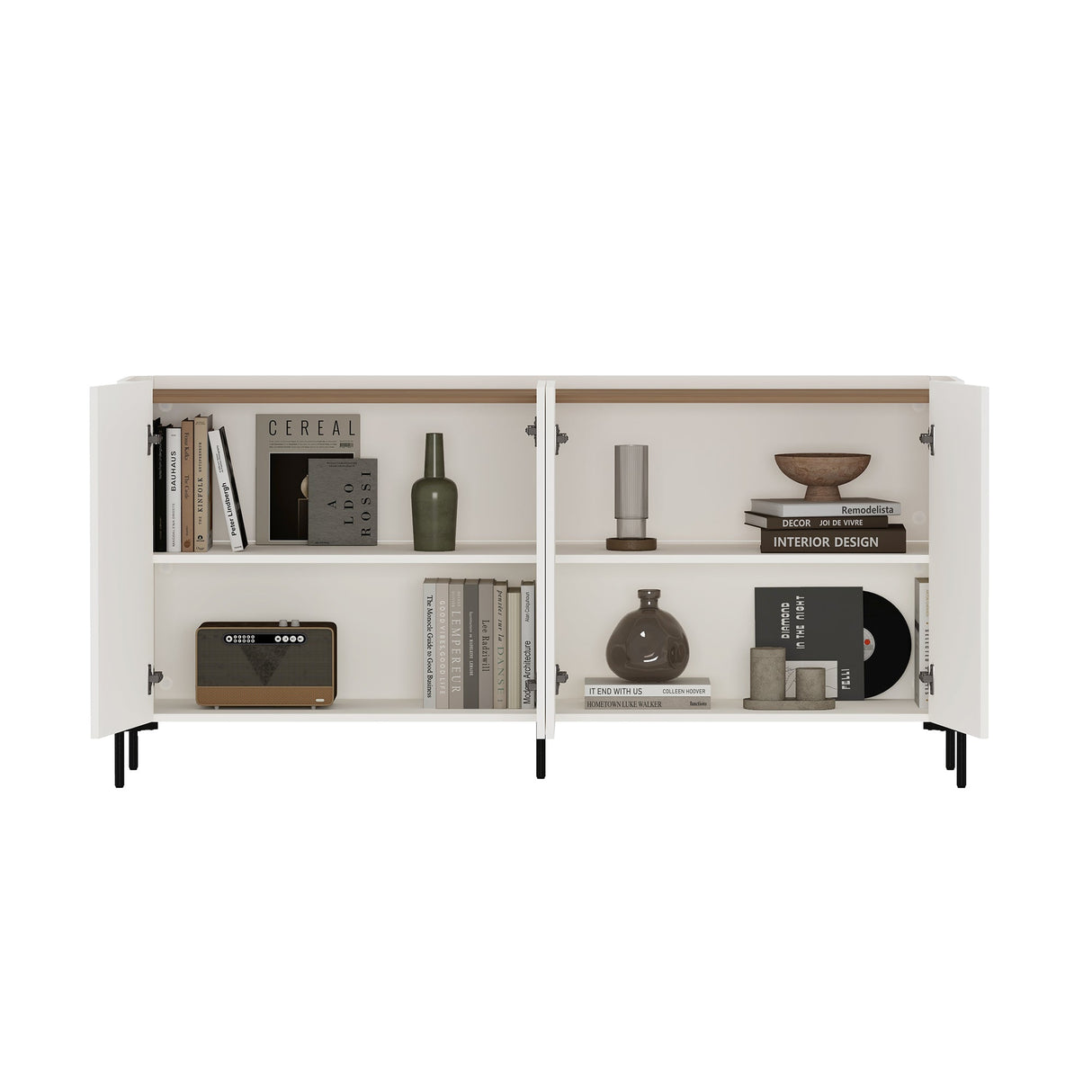 2-Piece Abbey Accent Cabinet and Sideboard in Maple and Off White by Manhattan Comfort at Eve Furniture
