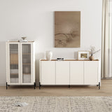 2-Piece Abbey Bookcase and Sideboard in Maple and Off White by Manhattan Comfort at Eve Furniture