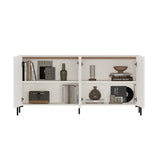 2-Piece Abbey Bookcase and Sideboard in Maple and Off White by Manhattan Comfort at Eve Furniture
