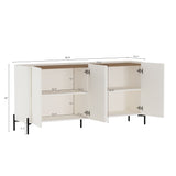 2-Piece Abbey Bookcase and Sideboard in Maple and Off White by Manhattan Comfort at Eve Furniture